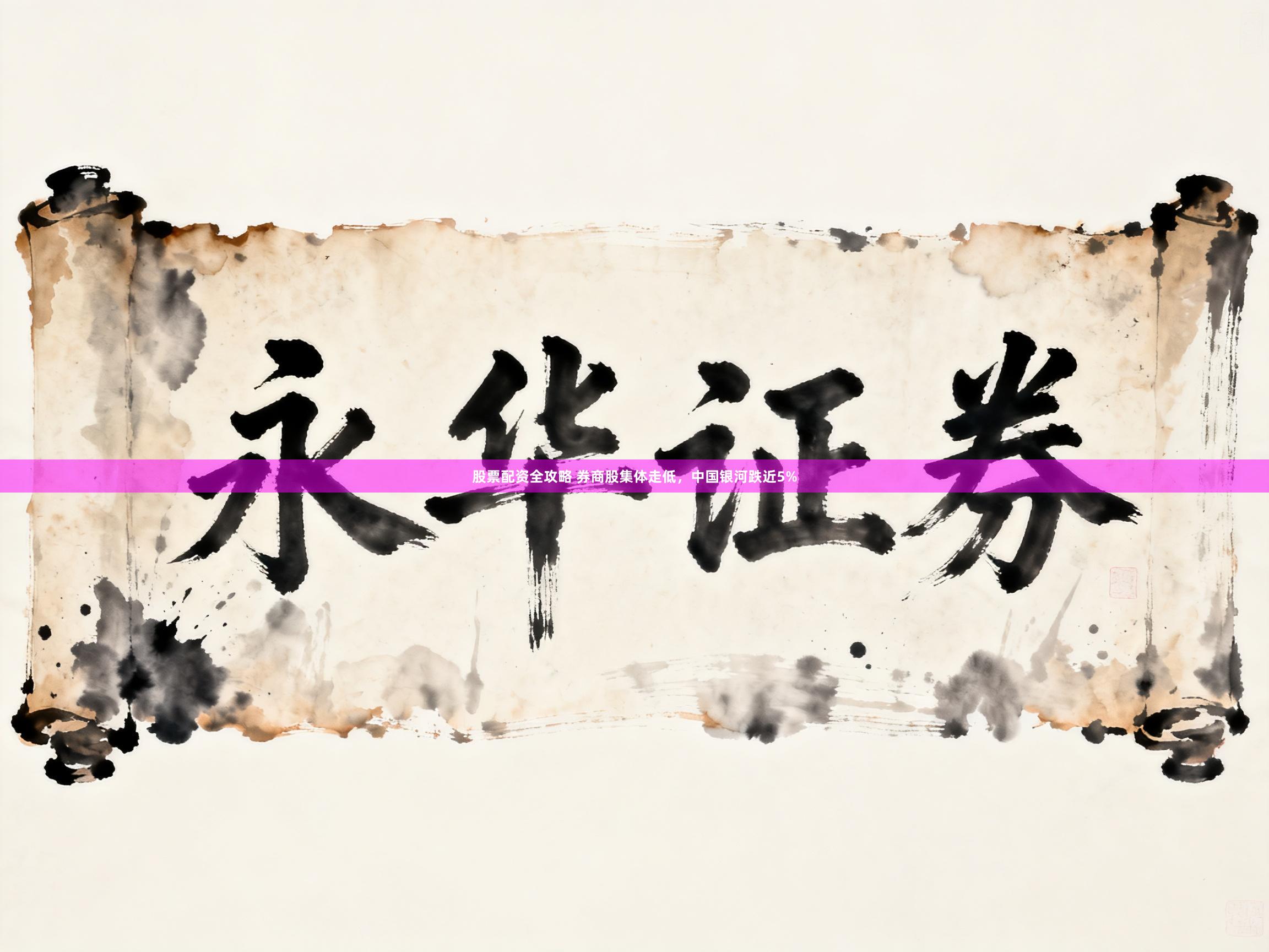 股票配资全攻略 券商股集体走低，中国银河跌近5%